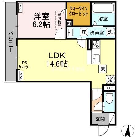 D-HILLS原島町(1LDK/3階)の間取り写真