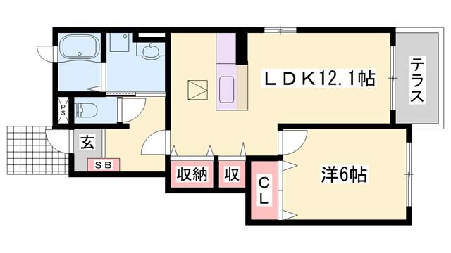 アメニティカスガV(1LDK/1階)の間取り写真