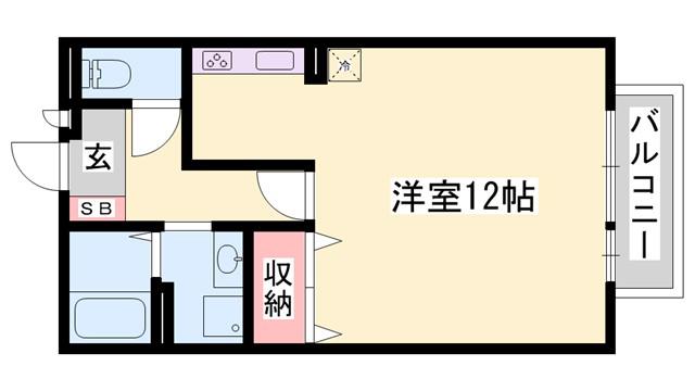 グレイスフル土山東(ワンルーム/1階)の間取り写真