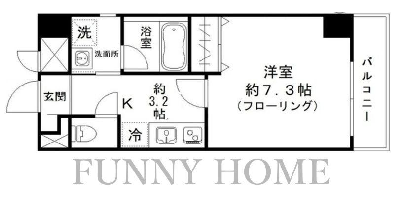 COZYCOURT三軒茶屋TOKYO(1K/4階)の間取り写真