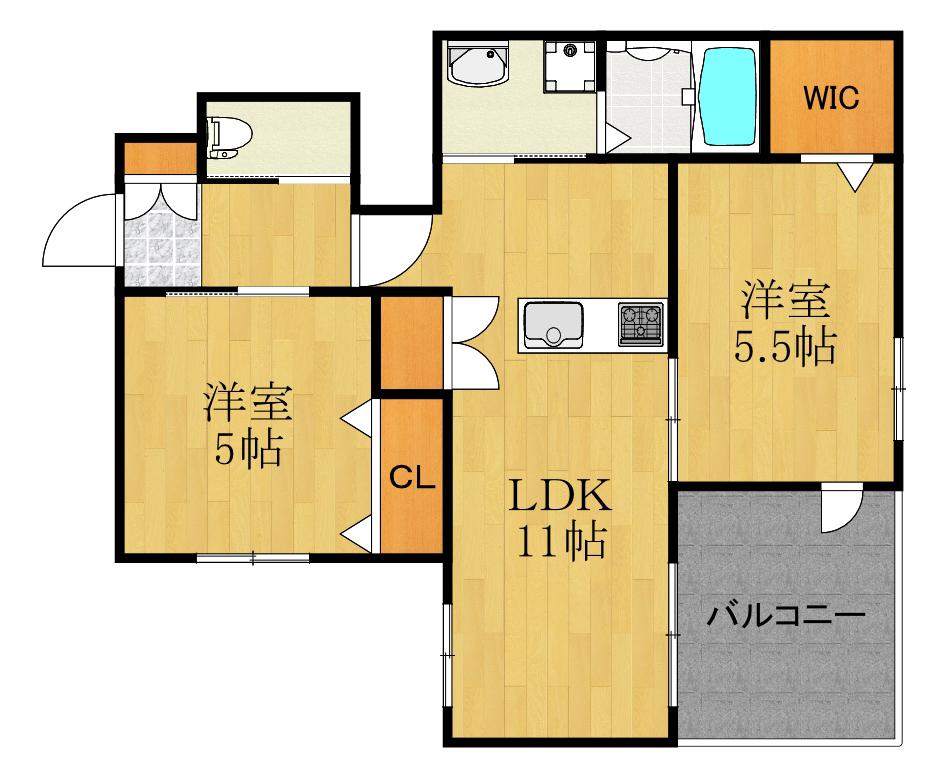 ラ・カーサ高田(2LDK/1階)の間取り写真
