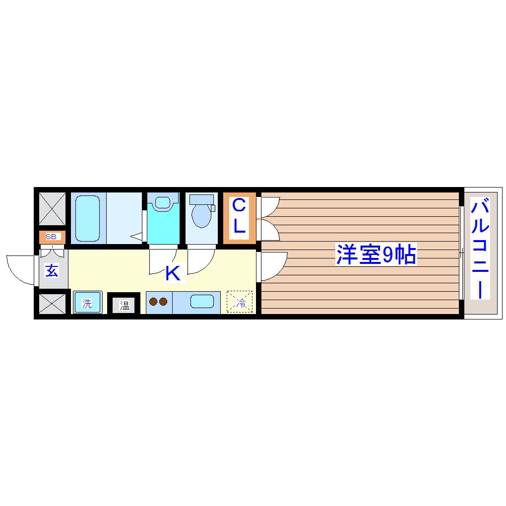 グレイスハイツ長町南(1K/4階)の間取り写真