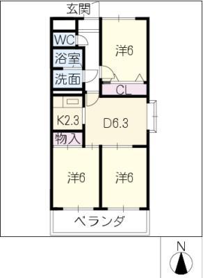 リバーコート森(3DK/2階)の間取り写真