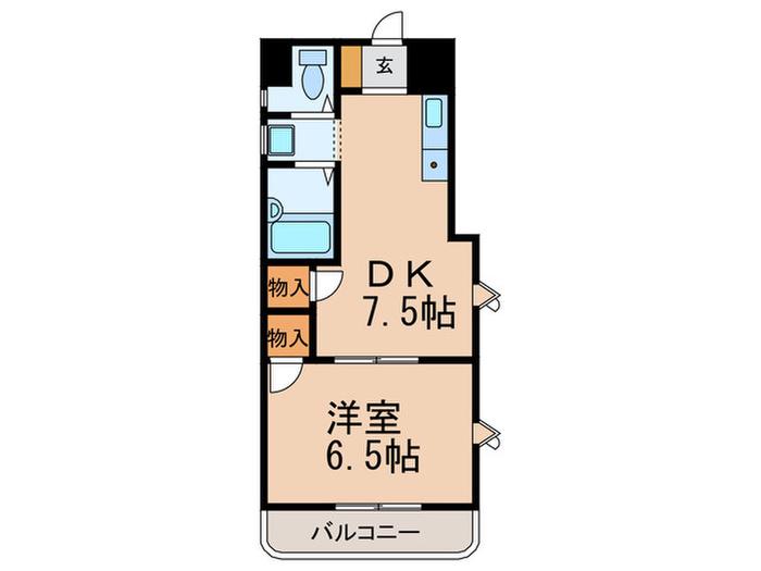 ヴェルディ西明石(1DK/3階)の間取り写真