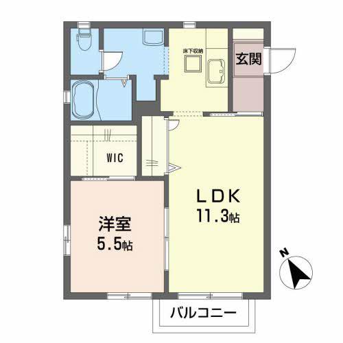 フェリス南仙台(1LDK/2階)の間取り写真
