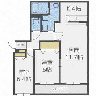 ハーベストファイターズ通(2LDK/2階)の間取り写真