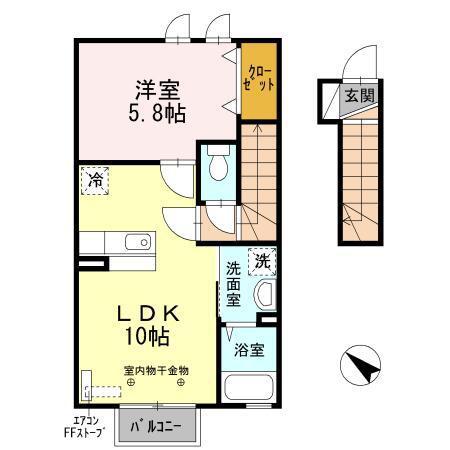 サニーパーク(1LDK/2階)の間取り写真