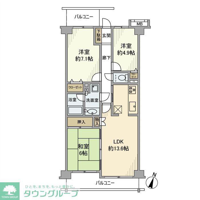 クレドール宮前平(3LDK/4階)の間取り写真