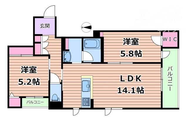 レジデンス 茨木春日(2LDK/4階)の間取り写真