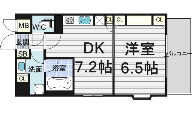 KAISEI梅田(1DK/2階)の間取り写真