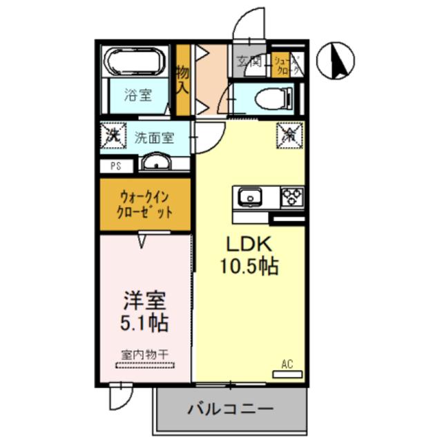 オリエンス(1LDK/2階)の間取り写真