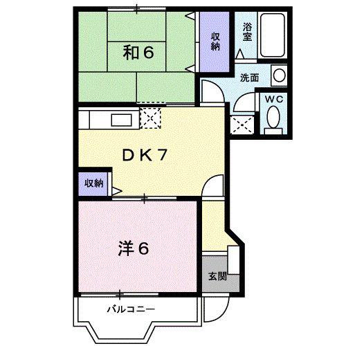 プリマベーラ古国府II(2DK/1階)の間取り写真