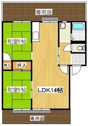 オークヒル井上(2LDK/1階)の間取り写真