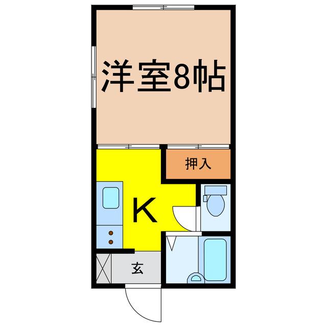 上越新幹線 長岡駅 車で11分 2階建 築31年(1K/1階)の間取り写真
