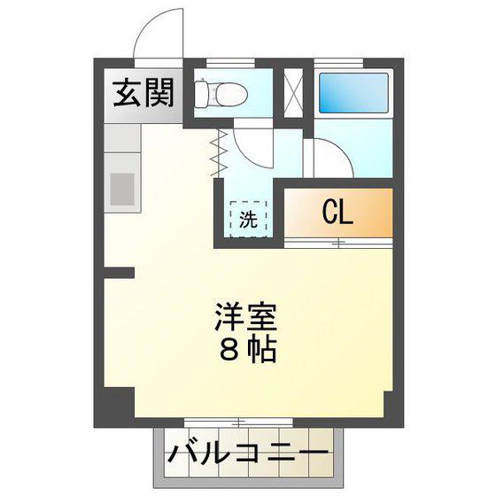 メローハウス(ワンルーム/2階)の間取り写真