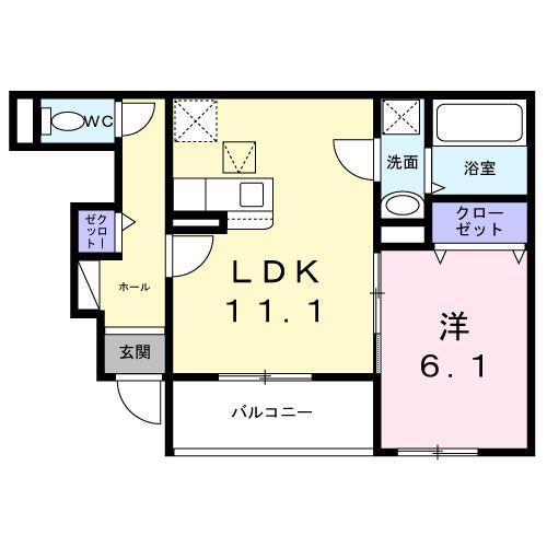 沢良宜東町アパート(1LDK/1階)の間取り写真