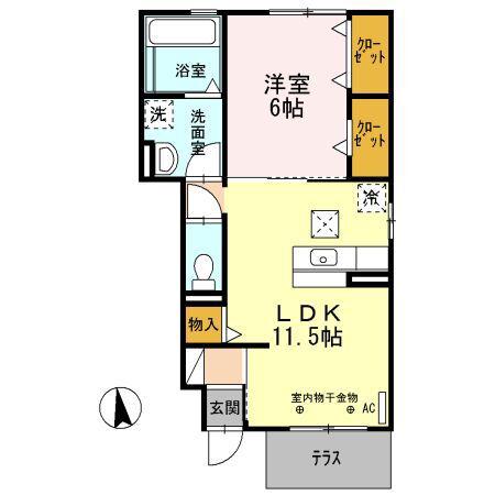 メゾンソレーユ(1LDK/1階)の間取り写真