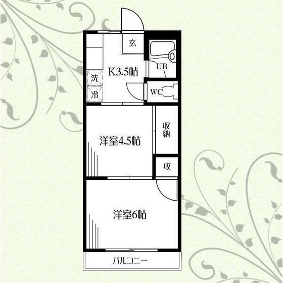 コーポ秋津(2K/1階)の間取り写真