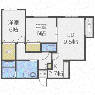 A BOND菊水(2LDK/5階)の間取り写真