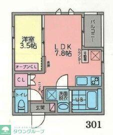 リヴェールココ(1DK/3階)の間取り写真