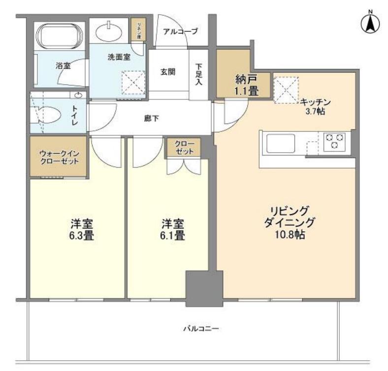 グランドメゾン新梅田タワー(2LDK/13階)の間取り写真