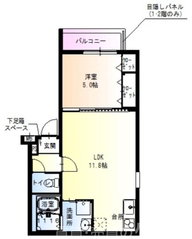 フジパレス堺東III番館(1LDK/3階)の間取り写真