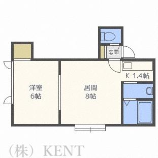 リブレ発寒ウエストウィング(1LDK/2階)の間取り写真