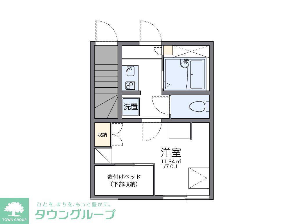 レオパレスリヴァー(1K/1階)の間取り写真