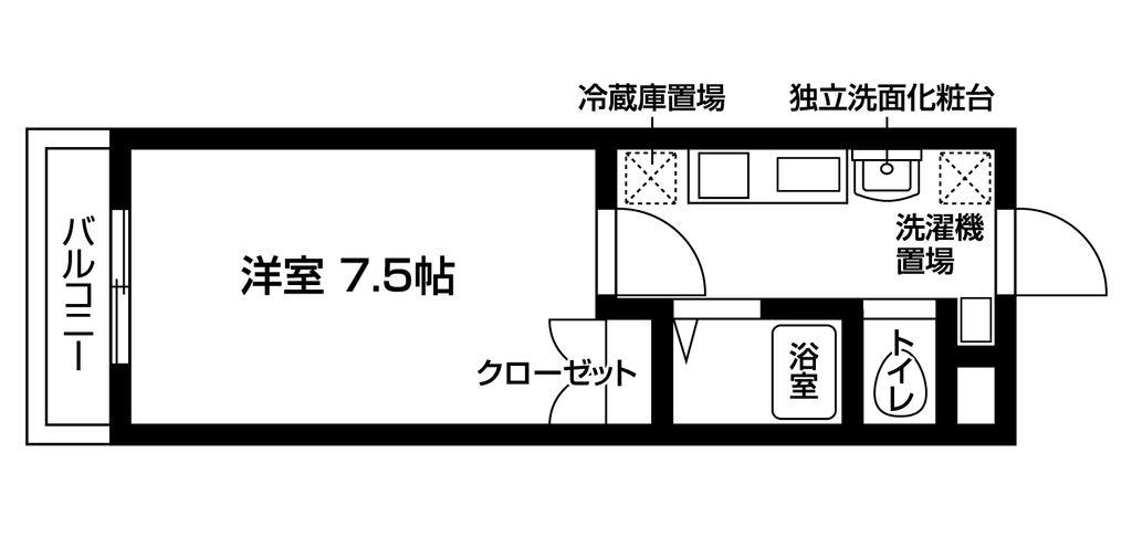 プログレッソ塩釜(1K/2階)の間取り写真