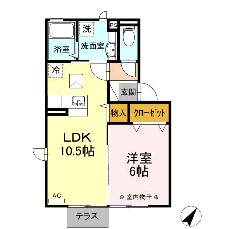 ガーラ南林間(1LDK/1階)の間取り写真