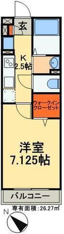 グランドソレイユBABA(1K/2階)の間取り写真