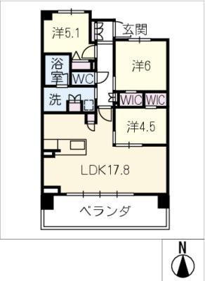 リフローレ豊橋THE MARK(3LDK/7階)の間取り写真