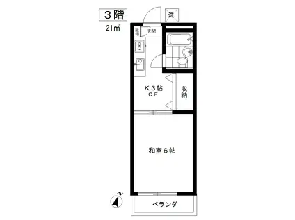 ハイムすみれ(1K/3階)の間取り写真
