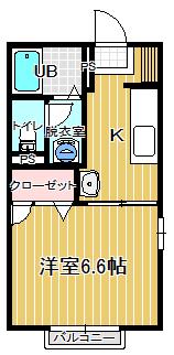 シャルムII(1K/2階)の間取り写真
