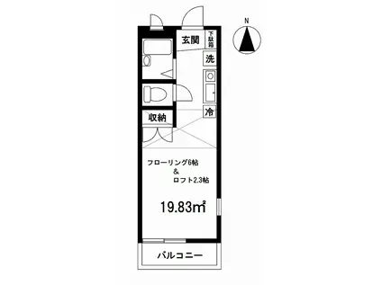 グランレーヴ(ワンルーム/2階)の間取り写真