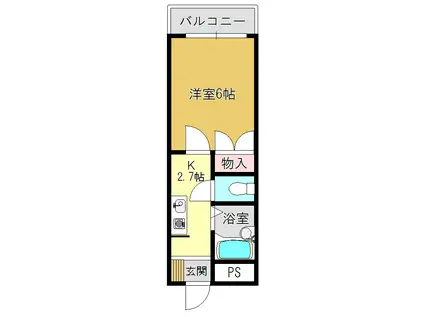 グローバル高田(1K/3階)の間取り写真