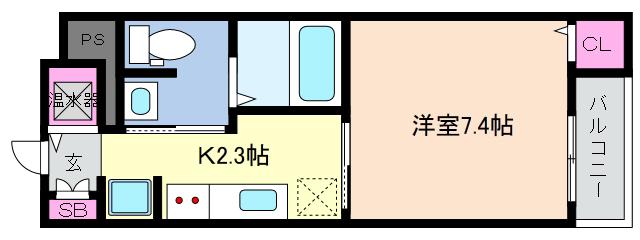 ボニート魚崎(1K/4階)の間取り写真