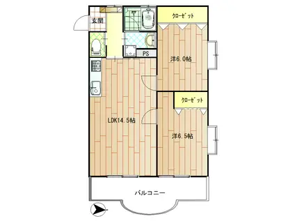フレンドガーデン(2LDK/3階)の間取り写真