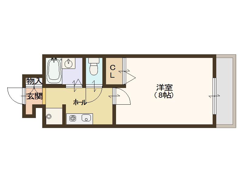 フルーレ住之江(1K/8階)の間取り写真