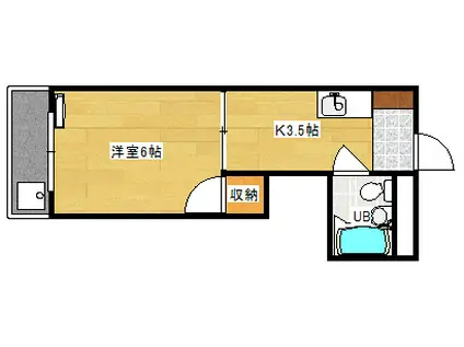 草津東ハイツ(1K/3階)の間取り写真
