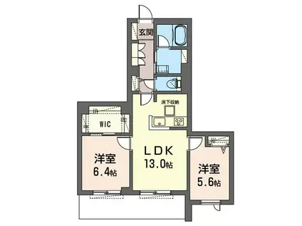 カーネル(2LDK/1階)の間取り写真