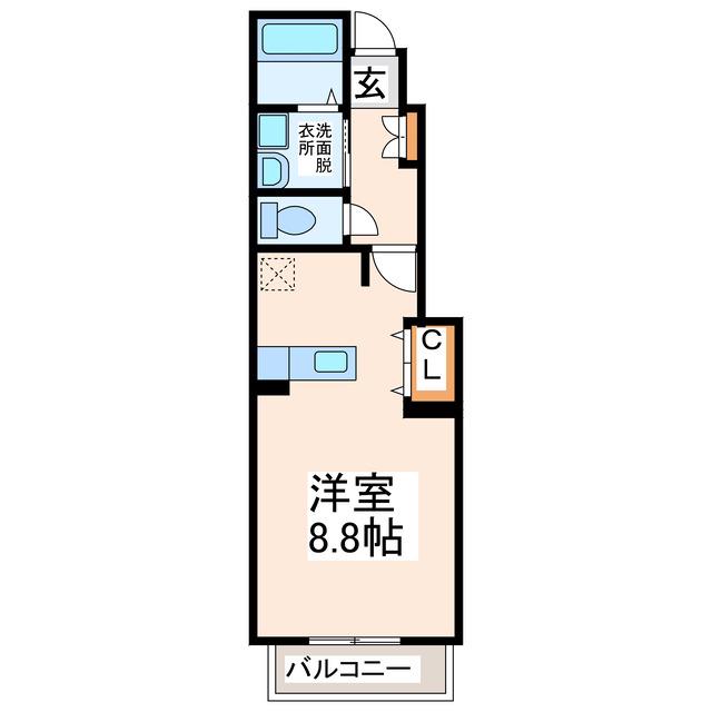 クローバー A・B(ワンルーム/1階)の間取り写真