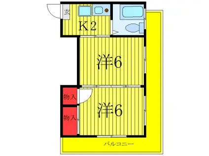 大島マンション(2K/3階)の間取り写真