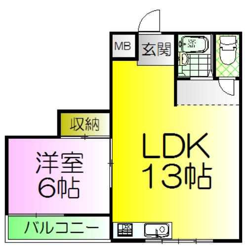 メゾン・ドゥ・メール東湊(1LDK/4階)の間取り写真