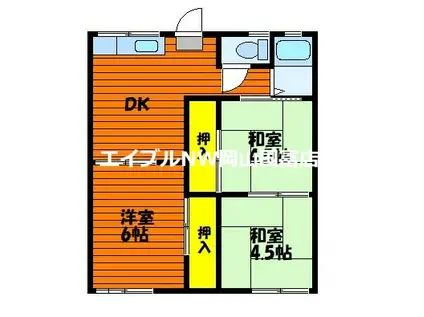 竜操コーポB(3DK/1階)の間取り写真