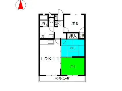 ハイツ杉松(3LDK/3階)の間取り写真