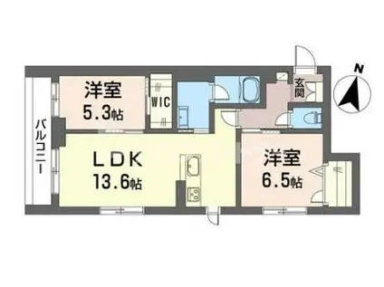 千葉市中央区長洲シャーメゾン(2LDK/3階)の間取り写真