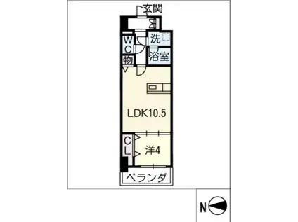 大須日出マンション(1LDK/4階)の間取り写真