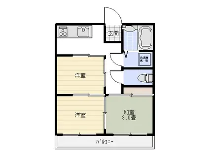 ハイツ三幸プレイス新里A(3K/2階)の間取り写真
