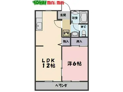 サンライフ宝塚(1LDK/1階)の間取り写真